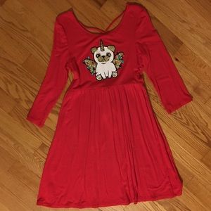 Justice Holiday Unicorn Puppy Dress